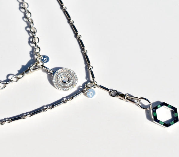 Deco Hexa in Emerald, Onyx and Sapphire