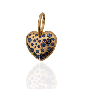 Love Heart Pendant in Blue Sapphires