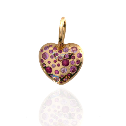 Love Heart Pendant in Pink Sapphires